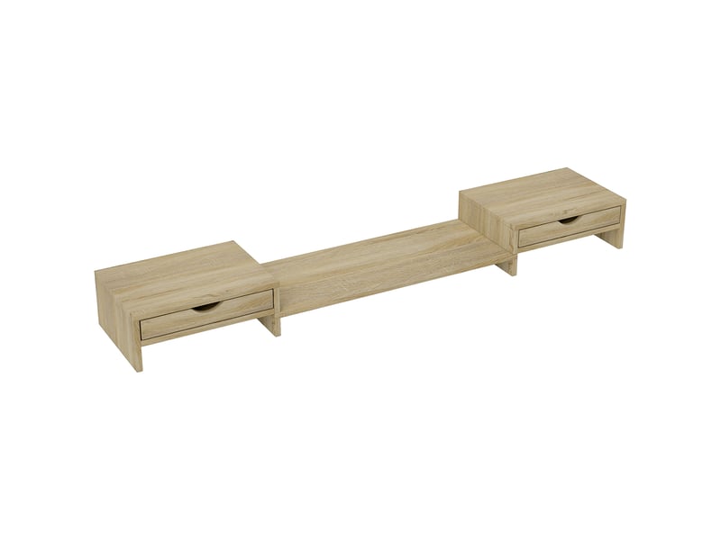  Rehausseur écran pc bureau support d'ordinateur d'écran de 60-116 cm avec 2 tiroirs, longueur et angle réglables  - Conforama B