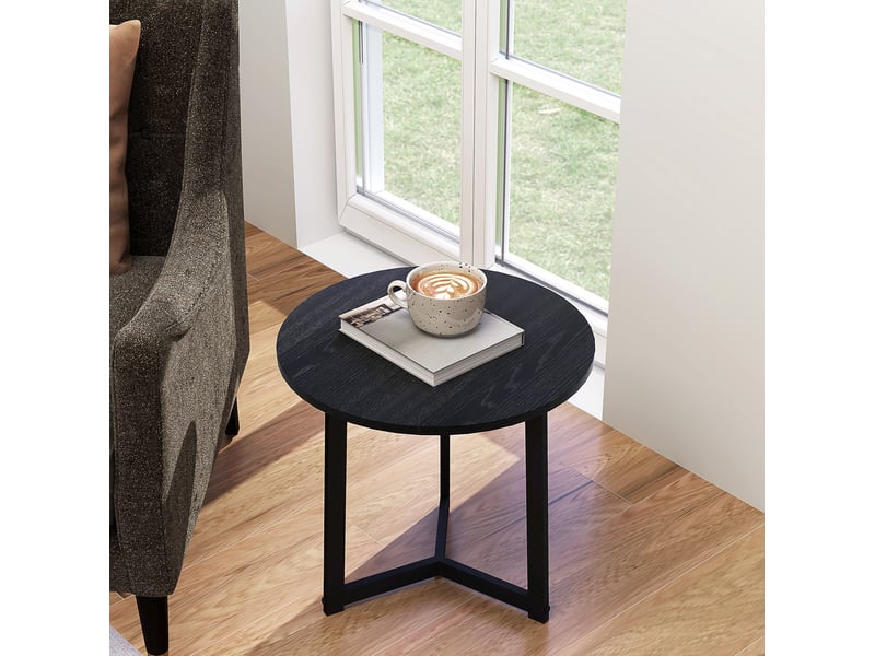  Tables basses gigognes rondes lot de 2 avec plateau en mdf mélaminé et structure en acier pour salon noir ø48 × 45 cm  - Conforama D