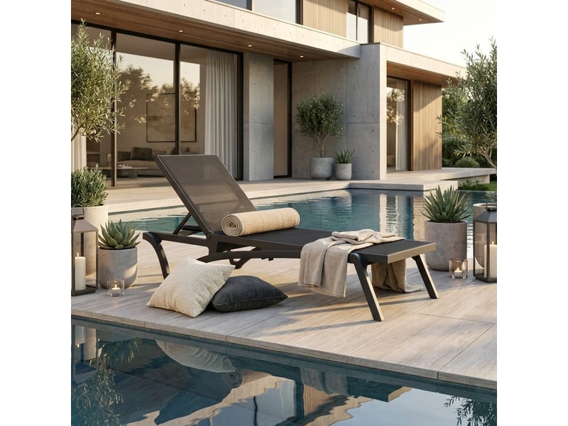  Bain de soleil empilable de jardin et piscine pantelleria - anthracite  - Conforama B