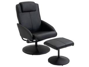 Fauteuil inclinable relaxant avec repose-pieds assorti et revêtement en similicuir noir