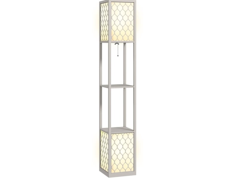 Lampadaire 26x26x156 cm 2 tablettes mdf gris clair  - Conforama A