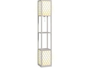 Lampadaire 26x26x156 cm 2 tablettes mdf gris clair