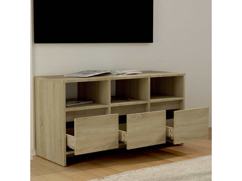  Meuble tv - banc tv - meuble de rangement chêne sonoma 102x37,5x52,5 cm bois d'ingénierie  - Conforama C