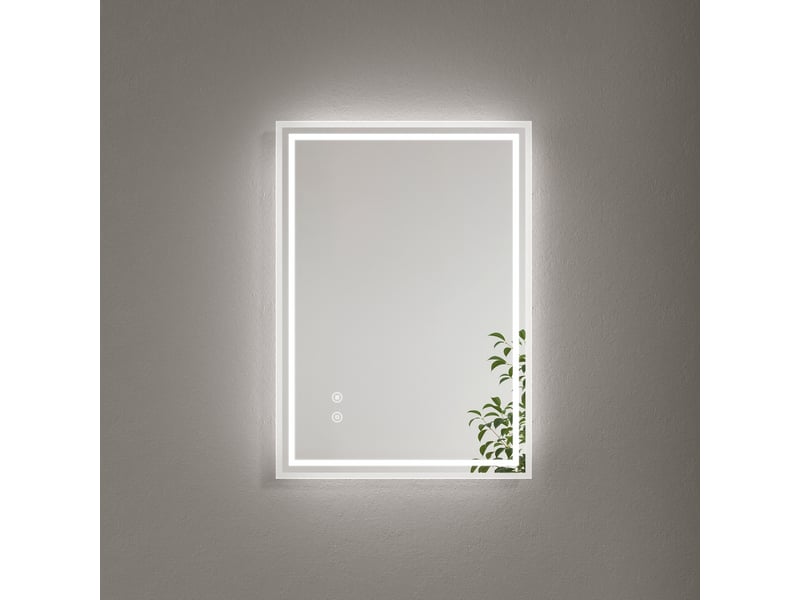 Emke miroir lumineux salle de bain 50x70cm, miroir led avec l'éclairage, interrupteur tactile, anti-buée, lumière blanche froide - Conforama A
