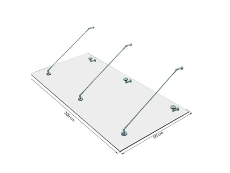  Auvent de porte en verre trempé 200 x 90 cm transparent, supports en acier inoxydable 304 inclinables  - Conforama C