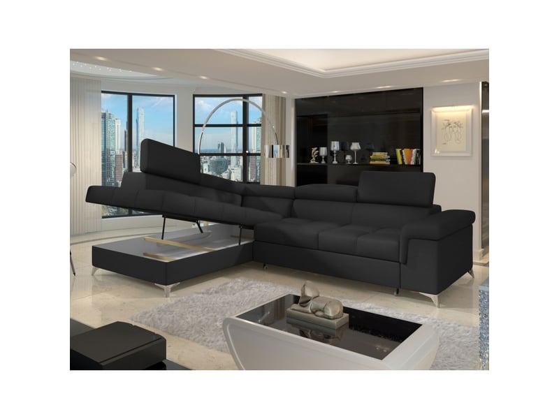  Canapé d'angle convertible palazzo 4 places noir – angle gauche avec 1 coussin  - Conforama D