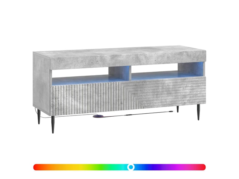Meuble tv - banc tv - meuble de rangement led gris béton bois d'ingénierie - Conforama C