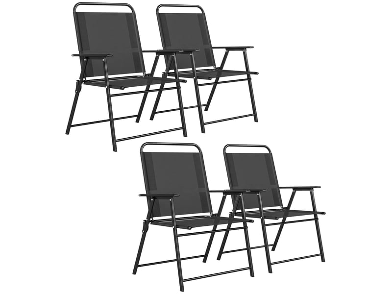 Lot de 4 chaises de jardin, chaises pliantes, acier, textilène, 65x60x94cm, noir - Conforama A