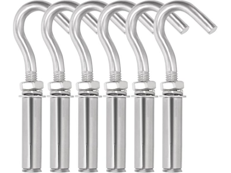 Lot de 6 crochets acier inoxydable m12 avec vis expansion, boulons muraux béton, supports métalliques plafond et mur, gris XLH-ZLS-014410ZLS - Conforama A