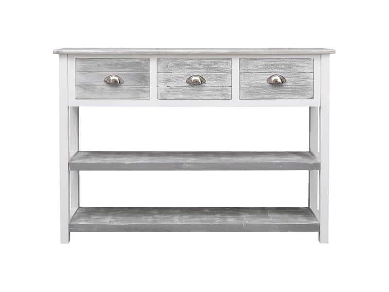  Buffet - bahut - meuble de rangement gris antique 108x30x76 cm bois de paulownia massif  - Conforama A