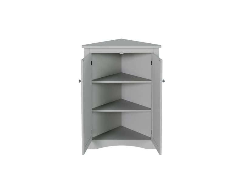  Meuble d'angle triangulaire avec porte en verre ondulé, étagère ouverte, éclairage led intégré et étagères réglables  - Conforama A