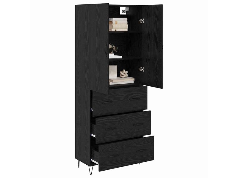 Buffet - haut armoire 2 pc chêne noir 69,5 x 34 x 180 cm - Conforama C