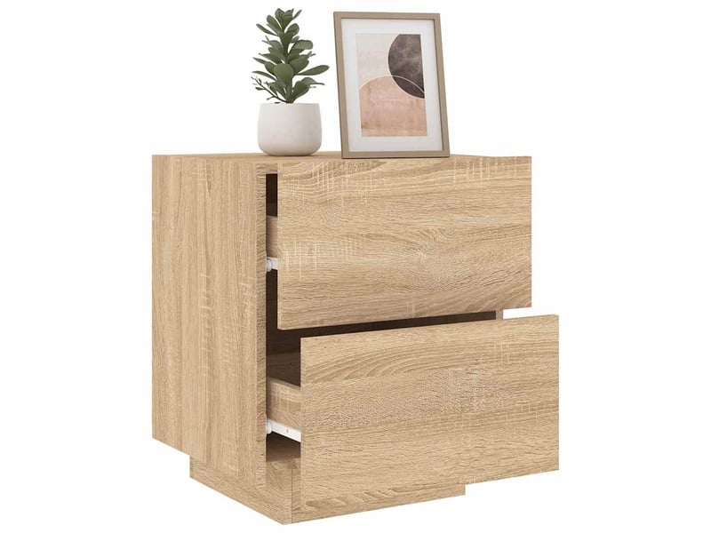 Table de chevet - cabinet de chevet - table de nuit avec lumières led chêne sonoma - Conforama D