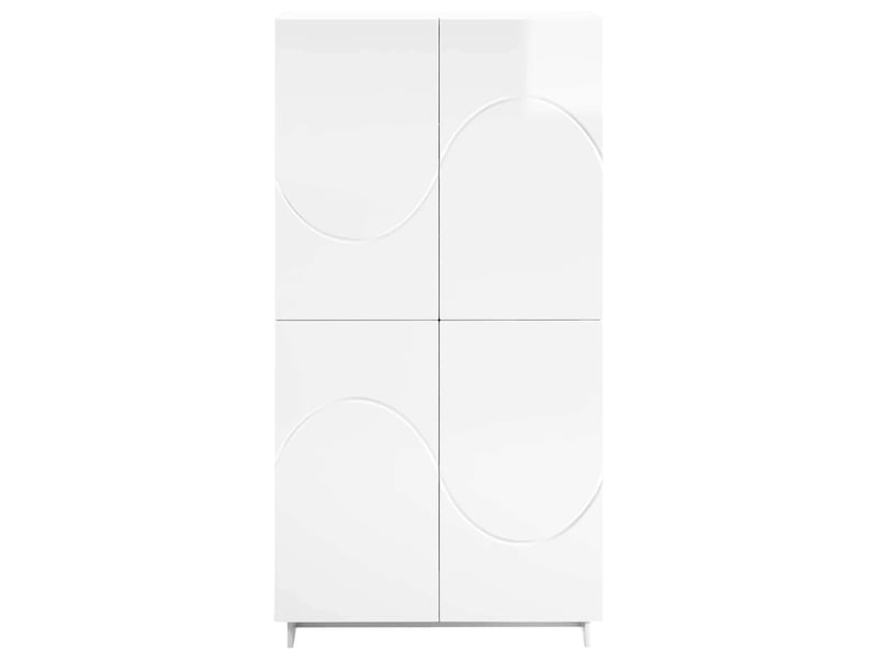  Buffet haut, buffet de rangement blanc brillant 79x41x151 cm bois d'ingénierie  - Conforama D
