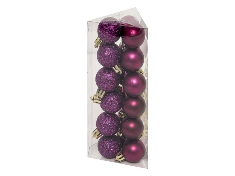 Lot de 18 boules de noël maison des couleurs 3cm violet  - Conforama B