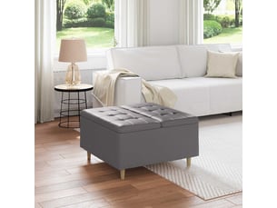 Ottoman, repose pied salon avec rangement gris 80x80x45 cm simili cuir