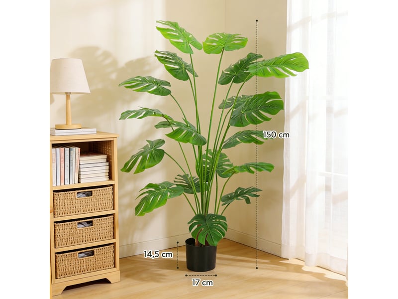  Plante artificielle arbre artificiel monstera deliciosa avec pot inclus hauteur 150 cm intérieure vert  - Conforama E