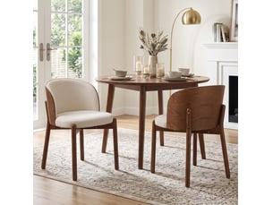 Lot de 2 chaises de salle à manger avec dossier enveloppant, assise rembourrée en tissu et bois noyer