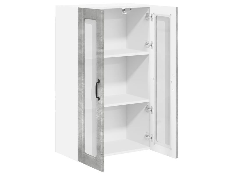  Meuble mural de cuisine, cabinet en verre mural gris béton 60x31x100cm shl3109  - Conforama E
