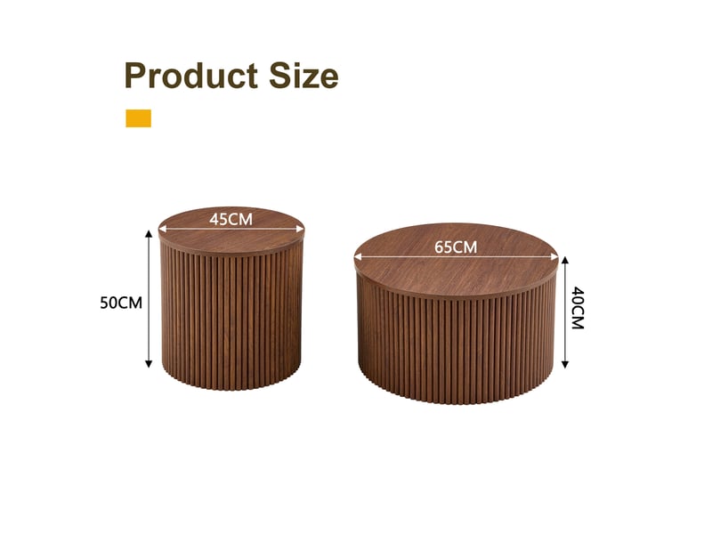  Ensemble de table basse gigognes rondes, rangement intégré, mdf, coloris marron  - Conforama C