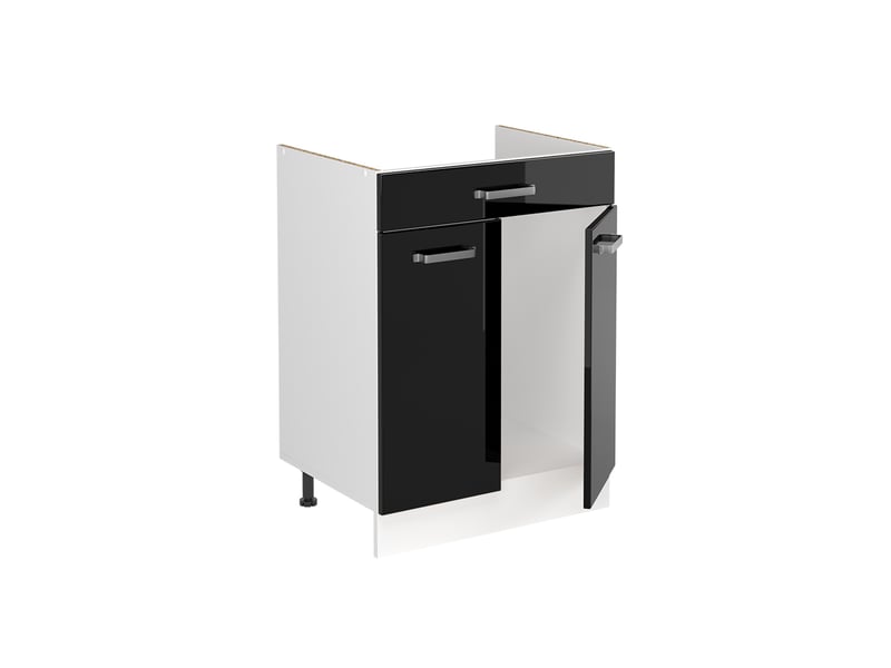  Vicco meuble bas sous-évier, noir haute brillanceblanc, 60cm sans plan de travail  - Conforama C