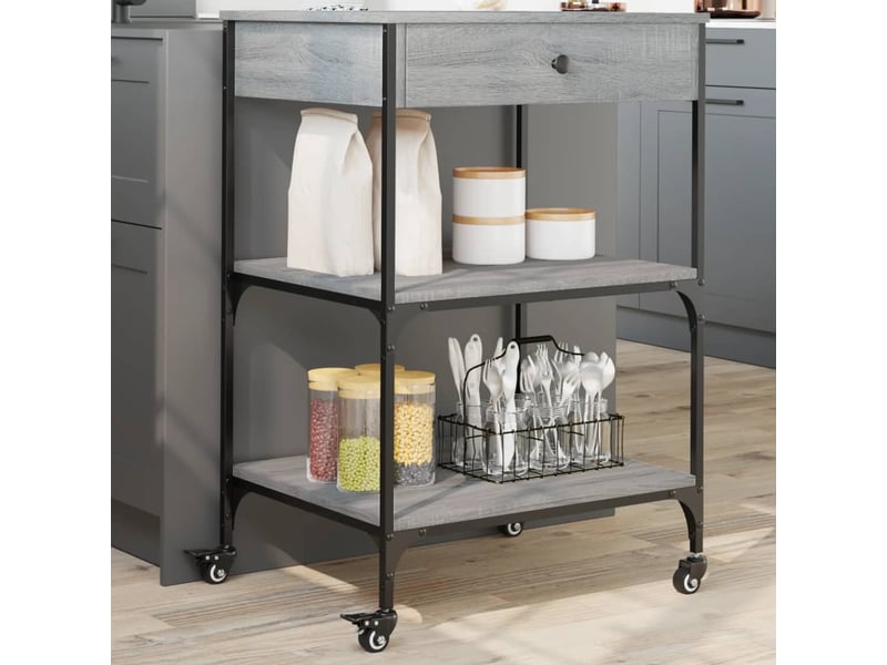  Desserte de cuisine, chariot de rangement sonoma gris 60x48x89,5 cm bois d'ingénierie  - Conforama B