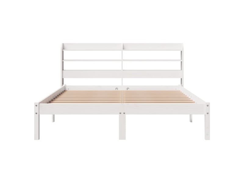  Lit double- lit adulte -  cadre de lit sans matelas blanc 160x200 cm bois de pin massif  - Conforama C