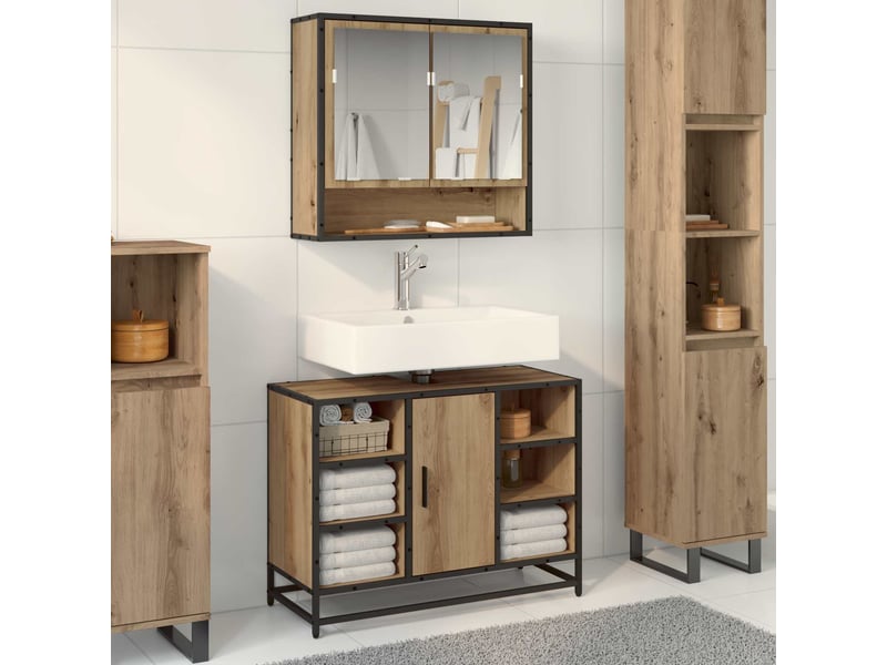 Ensemble de mobilier de salle de bain 2 pc chêne artisanal cf64052 - Conforama B