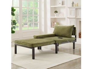 Fauteuil convertible extensible 1 place avec couchage, ports usb et type c, gain de place en velours vert