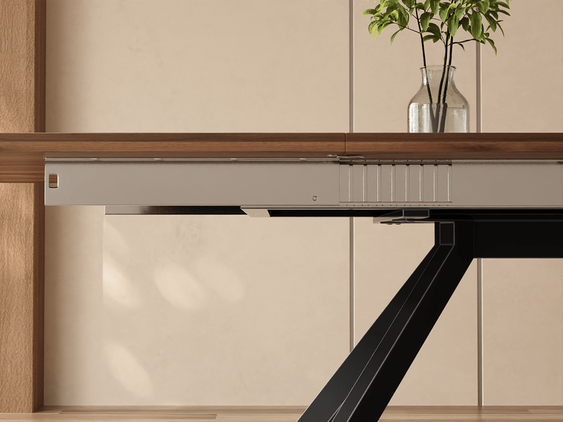 Table extensible 200240 x 90 cm 200table de salle à manger style simple 3 longueurs capacité 6 à 10 personnes forme rectangulaire pieds métal couleur noyer - Conforama D