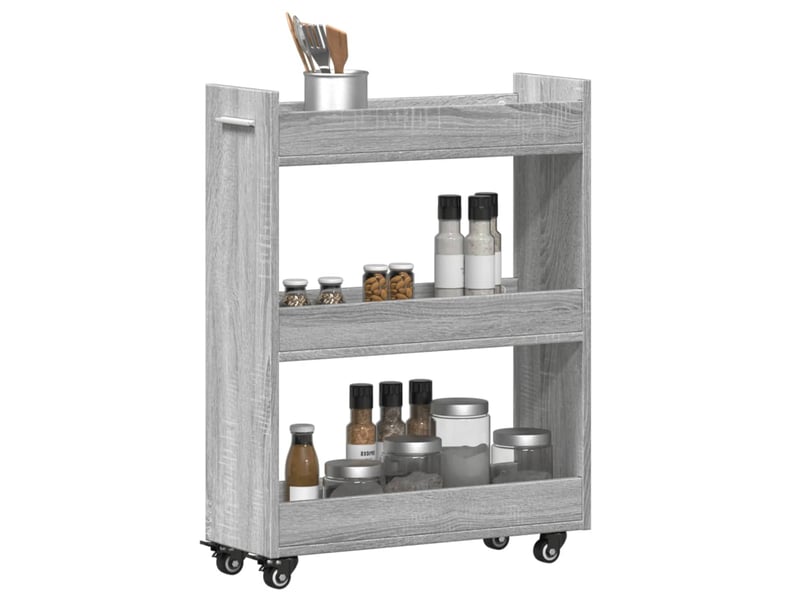  Armoire de rangement, armoire avec roues sonoma gris 60x22x79 cm bois d'ingénierie  - Conforama D