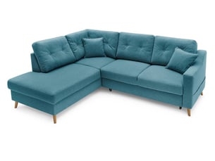 Canapé d'angle gauche convertible BOBOCHIC SWEDEN 5 places Tissu Bleu foncé