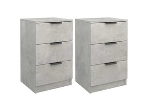 Lot de 2 table de chevet, table de nuit gris béton 40x36x65 cm