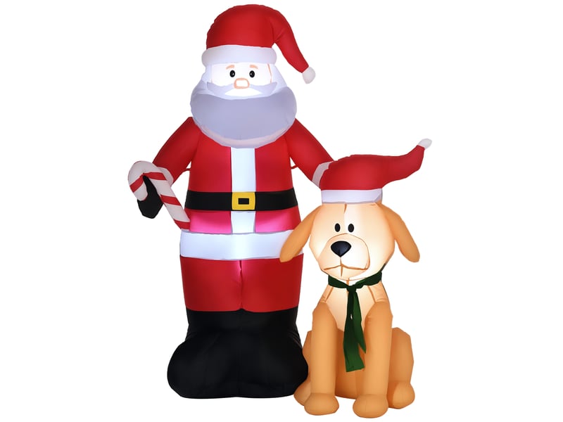  Décoration de noël gonflable père noël et chien led avec souffleur 117 x 80 x 157 cm  - Conforama A