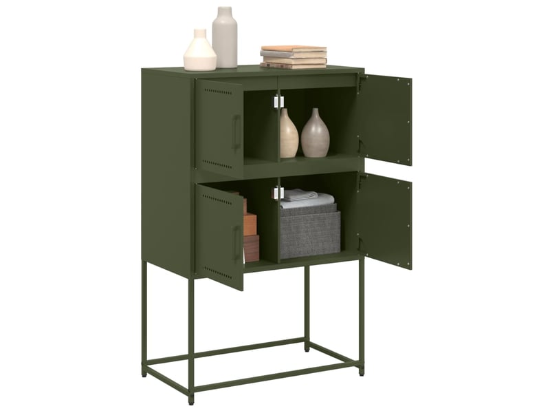  Buffet - bahut - meuble de rangement vert olive 68,5x38,5x107 cm acier  - Conforama E