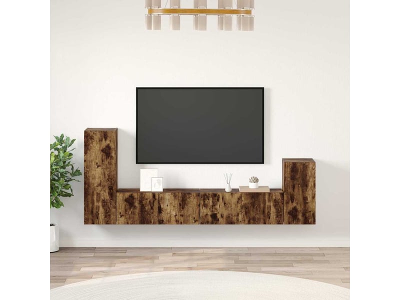  Ensemble de meubles tv 4 pcs chêne fumé bois d'ingénierie shl7930  - Conforama B