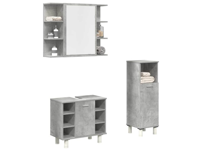 Ensemble de meubles de salle de bain 3 pcs gris béton cf63784 - Conforama B