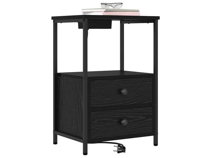  Table de chevet avec tiroir 2 pièces chêne noir 40 x 31 x 60 cm  - Conforama C