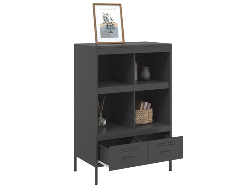 Buffet haut - bahut - meuble de rangement noir 68x39x101,5 cm acier  - Conforama E