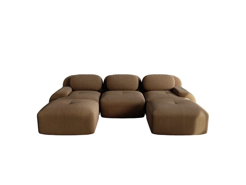  Canapé modulable, canapé de salon, en velours tricoté, marron, livré monté, sans structure, pour salon, bureau, chambre  - Conforama D