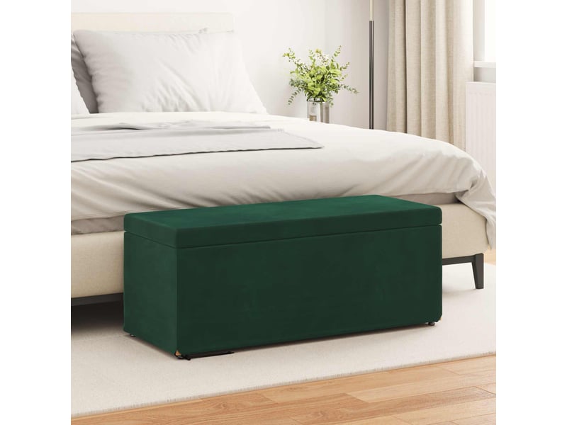 Tabouret bas, ottoman vert foncé 101x41x40 cm velours et bois composite - Conforama B