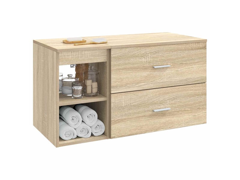  Ensemble de mobilier de salle de bain 2 pcs chêne sonoma shl1683  - Conforama C