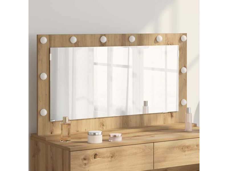  Miroir de vanité, miroir de coiffeuse chêne artisanal 100 x 55 x 18 cm rectangulaire cf62750  - Conforama B