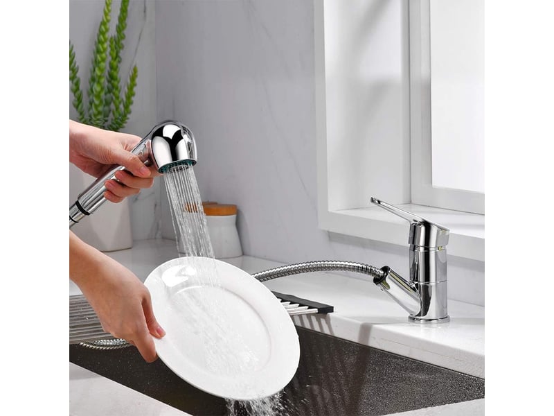  Robinet de cuisine avec douchette rotative 360° – chromé argent  - Conforama E