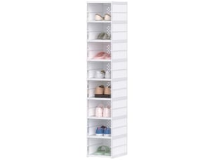 Lot de 8 boîtes à chaussures pliables et empilables en plastique blanc