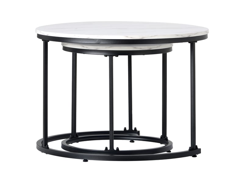  Ensemble de 2 tables basses rondes, table basse de salon, table d'appoint ronde gigogne, 2 tables d'appoint rondes  - Conforama D