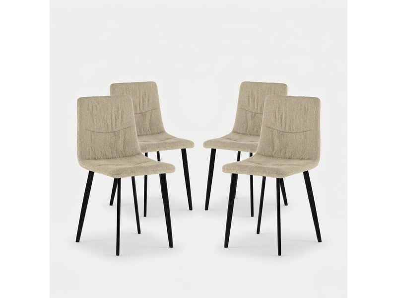  Lot de 4 chaises rembourrées en tissu facile à nettoyer daisy - beige  - Conforama A