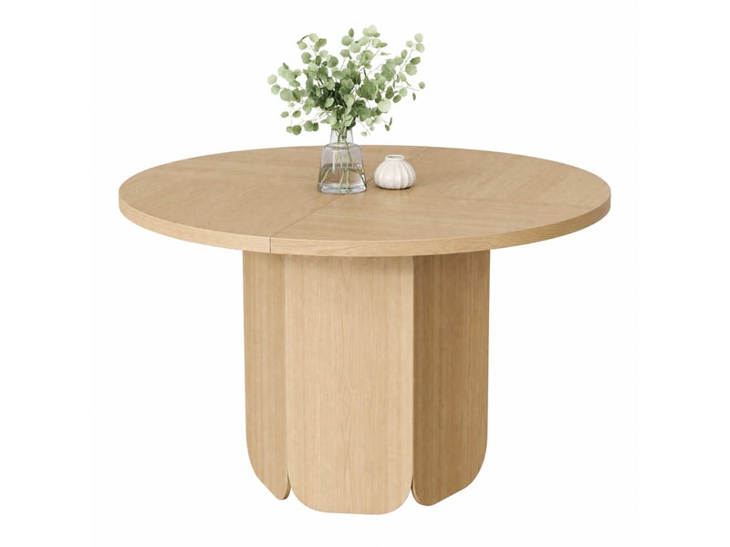  Table à manger ronde,120x120x75 cm,4 à 6 personnes,mdf,coloris chêne clair  - Conforama A