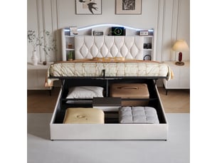 Lit coffre 140x200 cm coloris beige