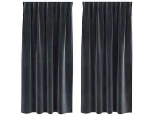 Lot de 2 rideaux, rideaux de fenêtre gris foncé 140 x 175 cm velours cf44062